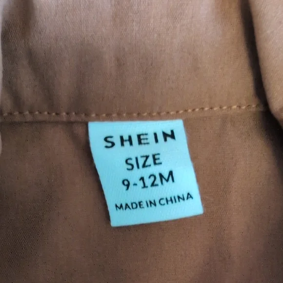 SHEIN Girls Brown Cropped Button Shirt 9-12MOS        AB139 - Picture 3 of 5